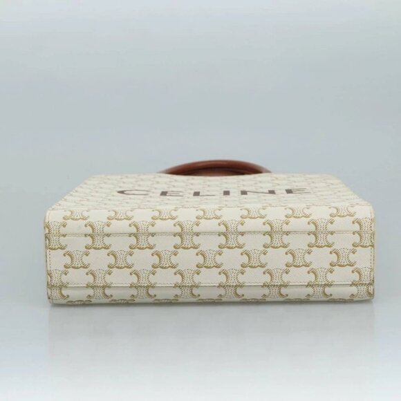 CELINE Triomphe Small Vertical Cabas Tote Bag PVC Leather 2way White - Picture 5 of 16